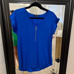 Express Royal Blue Blouse with Zip Detail